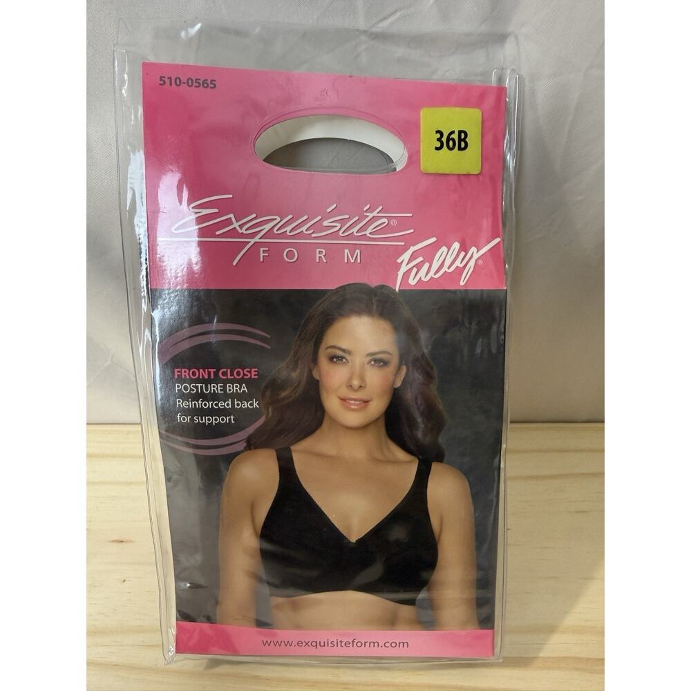 Exquisite Women’s Form Bra Front Close Posture Lace 36B Black NWT Support